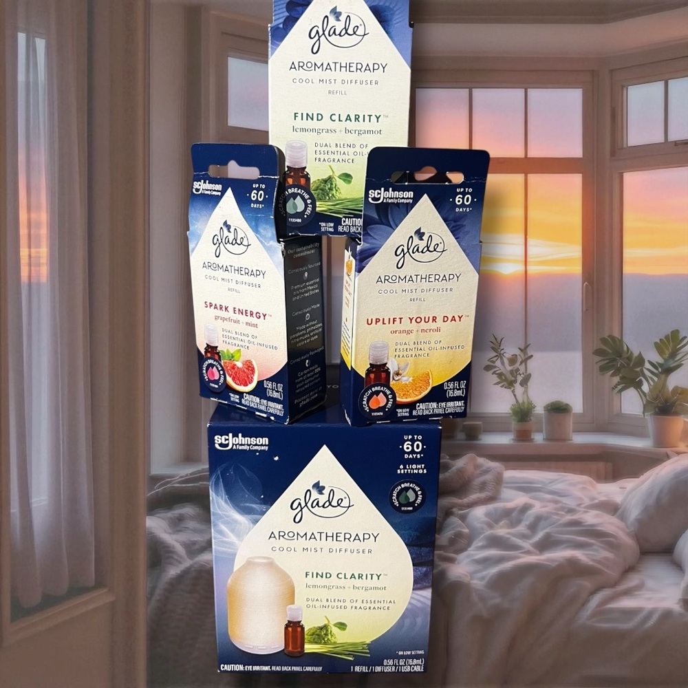Glade Aromatherapy Cool Mist Diffuser Spark Energy,Uplift Your Day,Find Clarity
